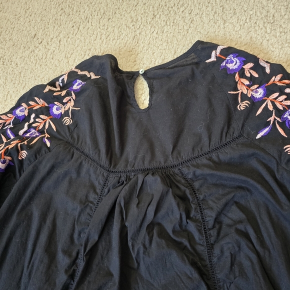 Free People Black Mini Dress with Purple Embroidery - Picture 15 of 16